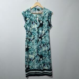 Beige by eci green floral keyhole neck long dress women’s size 8